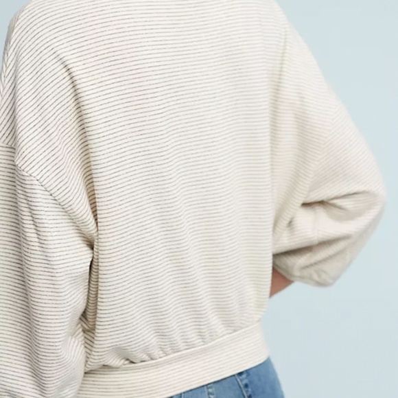 EUC Anthropologie Postmark Bianca Striped Tie Top Sweatshirt Size Small - Picture 3 of 9